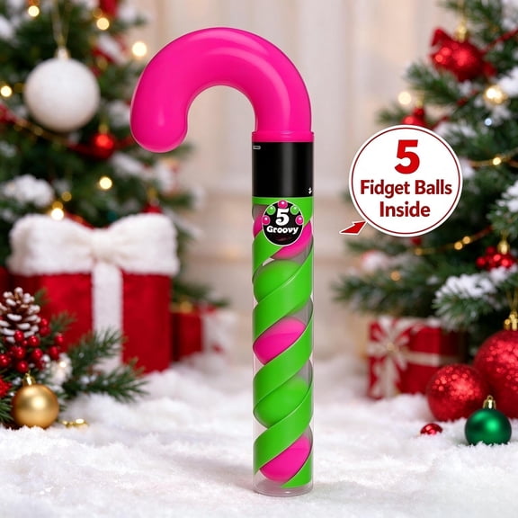 Squishmas Cool Cane Stress Toy (Includes 5 Assorted Mini Squeeze Balls) Christmas Stocking Stuffer Soft Squeeze Toy
