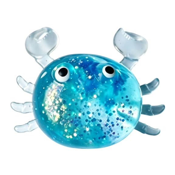 Squishy Crab Stress Relief Squeeze Toy, Transparent Sea Animal Sensory Fidget Toy for Kids Adults, Soft Decompression Hand Toy for Ocean Themed Party Favor Gift