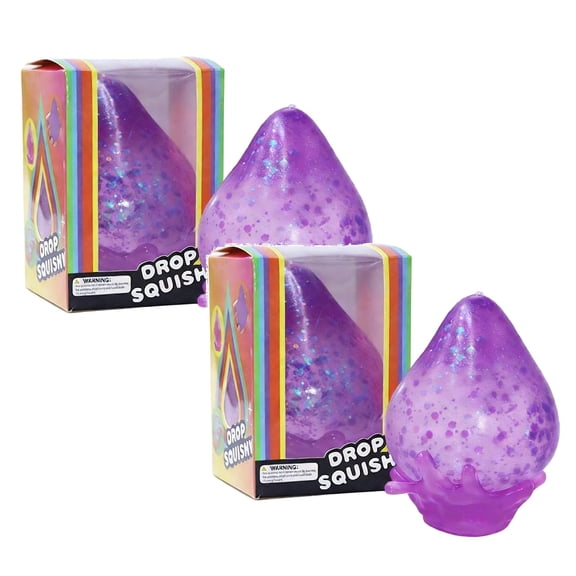 Squishy Drop Stress Balls Sensory Toys 2Pcs, Cube Squishies Anxiety Stress Relief, Ice Squishy Stress Cube-Drop Malt Sugar Balls, Fidgets for Classroom Prize Toys