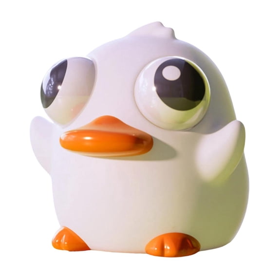 Squishy Duck Stress Toy with Popping Eyes and Slow Rising Foam, White with Orange Beak, for Kids and Adults, Toy