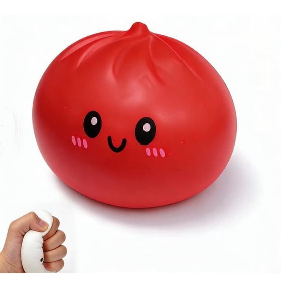 Squishy Dumpling | Smiling Face Mystery Dumpling Squishy Stress Ball, Soft Decompression Dough for Autism & Anxiety Relief (Red)