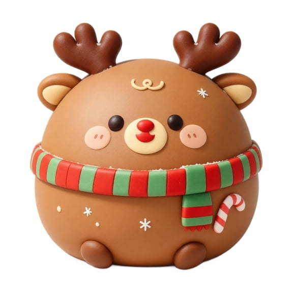 Squishy Dumpling Toy with Chocolate Antler Reindeer Design and Flour Filling, Single Piece, Brown, for all ages and Adults, Slow Rising Relaxation Squeeze Toy