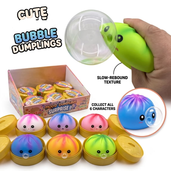 Squishy Dumplings Steamed Bun Stress Relief Toy, 3 Pack Slow Rising Bubble Squeeze Fidget Toys with Steamer Adult Desk