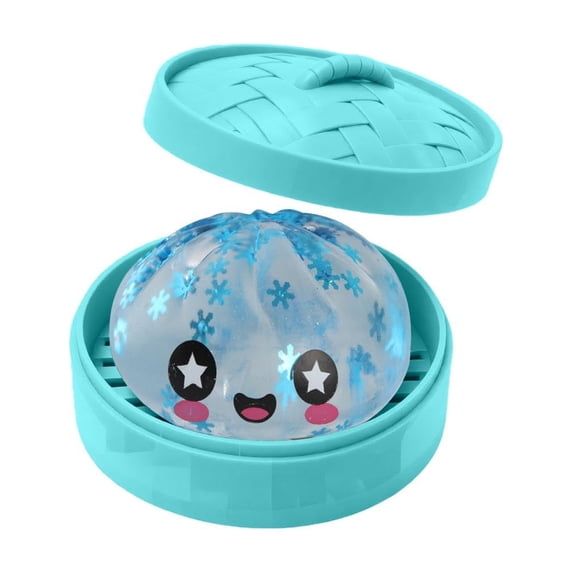 Squishy Dumplings Steamed Bun Stress Relief Toy, Slow Rising Squeeze Fidget Toys with Bamboo Style Steamer Adult Desk