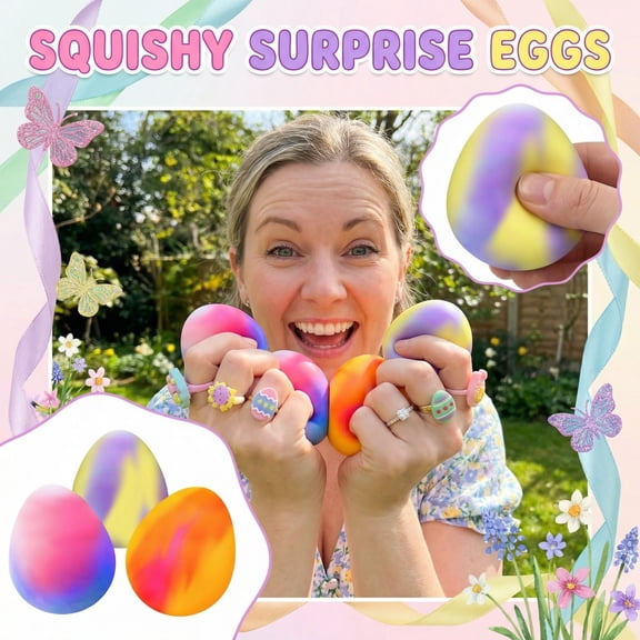 Squishy Eggs Stress Relief Eggs Squishmallow Eggs Fidget Eggs - Durable Slow Rising TPR Squish Toys, Gradient Color Changing Fidget for Long-Lasting Stress Relief(Pink)