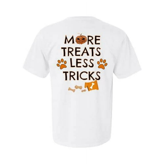 Squishy Faces More Treats Less Tricks Halloween, Dog Paw T-Shirt, Dog Bone Print Unisex T-Shirt, White - Large