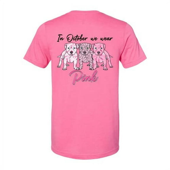 Squishy Faces Pitbull Dog In October We Wear Pink Pitbull Shirt Breast Cancer Awareness Dog Unisex T-Shirt - Medium