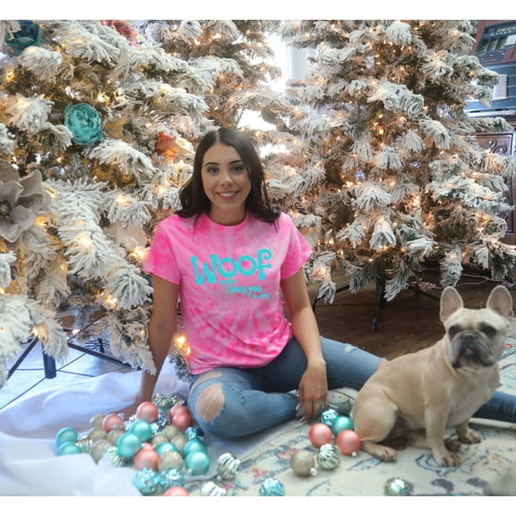 Squishy Faces - Woof Means I Love You In Dog Tie Dye Shirt - X-Large