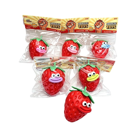 Squishy Funny Face Strawberry Stress Toy, Cartoon Big Lips Simulation Strawberry Squeeze Fidget Toy, Novelty Sensory Pinch Toy for Kids and Adults