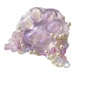 Squishy Glitter Cat Paw Squeeze Fidget Toy, Transparent Gel Paw Decompression Toy with Pearl Chain, Cute Hand‑Held Stress Relief Toy for Girls, Random Color