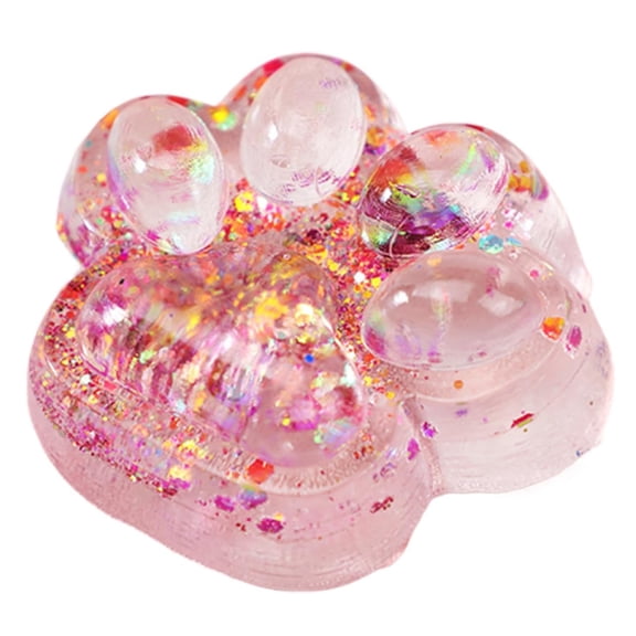 Squishy Glitter Cat Paw Squeeze Stress Relief Balls, Cute Kawaii Squishies Sensory Mochi Fidget Balls, Party Favors Soft Squishy Fidget Easter Basket Stuffers