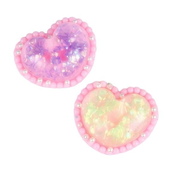 Squishy Heart Shaped Stress Relief Squeeze Toy, Pearl Edge Sensory Fidget Toy for Kids Adults, Soft Decompression Hand Toy for Office Home Birthday Party Favor Gift