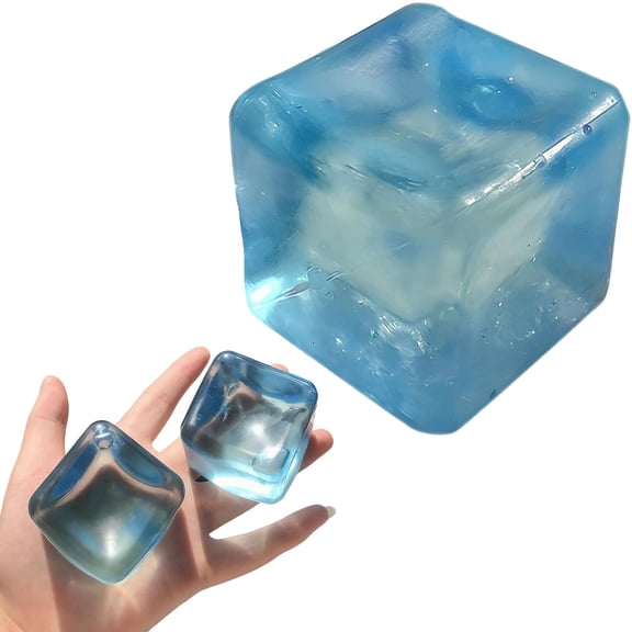 Squishy Ice Cube,Ice Cube Squishy Stress Balls For Adults,Ice Cubes-Square Shape With Filling In,Squishy Cube,Non-Sticky, Odor-Free Shell
