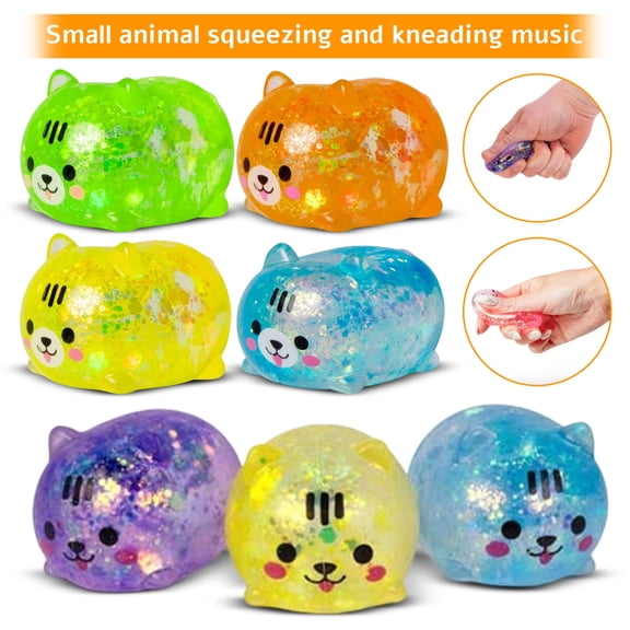 Squishy Kitties Stress Squish ball Toy Portable Slow Rise Squishy Toys Fun Squeeze Fidgets for Birthday Holiday Party Favors (Purple)