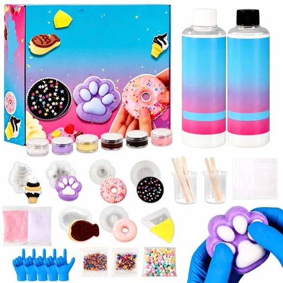 Squishy Maker Kit, Cat Claws, Donuts, Ice Cream, Fish and Liquid Silicone, Entertainment Craft Gifts