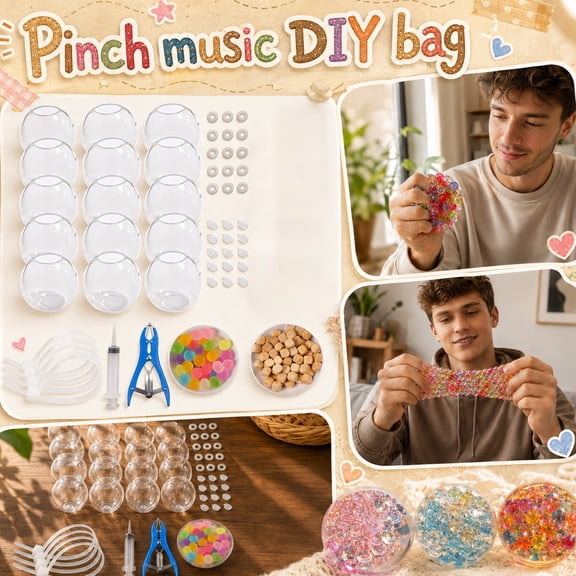 Squishy Making Kit DIY Stress Ball with Fillers Sensory Craft Set Squishy Maker Kit with 15 TPR Ball Skins, an Air Pump, and an Expanding Tool for Anxiety Relief & Sensory Play