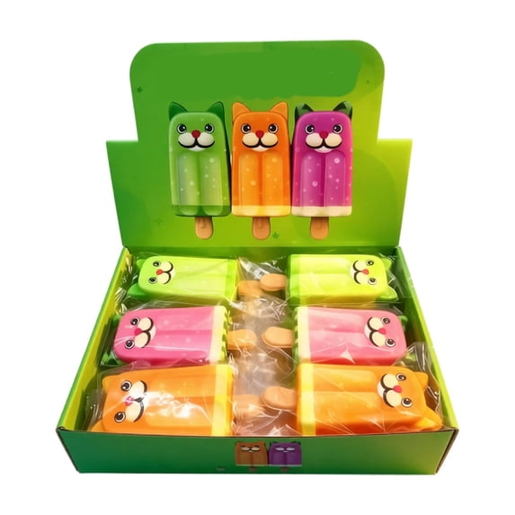 Squishy Novelty Squeeze Fidget Toy, Daily Stress Calming Decompression Play Toy, Compact Handheld Sensory Toy for Kids Adults, Desk Display & Birthday Present(Cat popsicle Random Shipping)