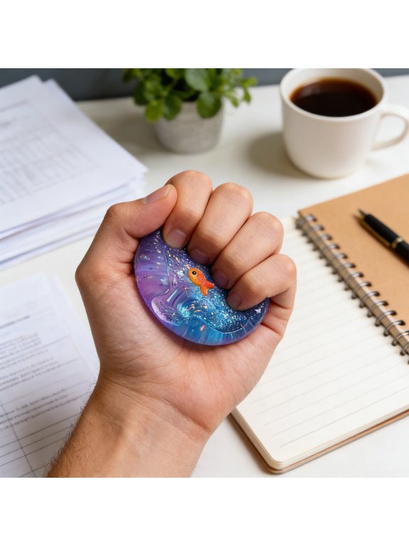 Squishy Ocean Planet Goldfish Stress Relief Toy 3.9 Inch - Sparkly Slow Rising Soft Rubber Sensory Fidget with Glitter Details, Anxiety Relief Squeeze Toy for Adults Kids