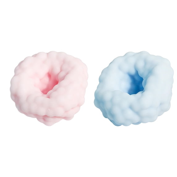 Squishy Relaxation Toys with Textured Donut Design, 2-Pack, Pink and Blue, for Kids and Adults, Sensory Squeeze Toys