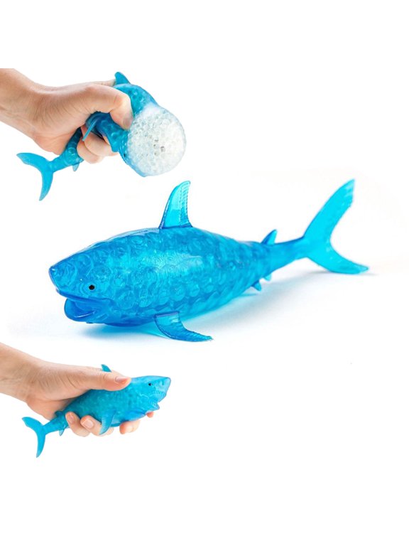 Squishy Shark Stress Relief Toy 4.3 Inch - Soft Slow Rising Sensory Fidget with Cute Blue Ocean Animal Shape, Anxiety Relief Squeeze Toy for Adults Kids, Desk Office Classroom Party Favor