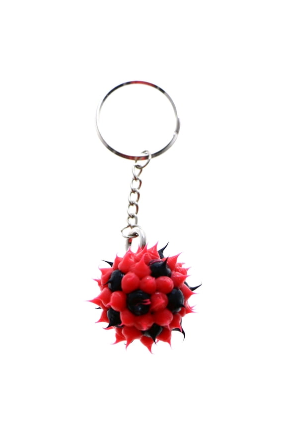 Squishy Spike Ball Split-Ring-Keychain Red/Black