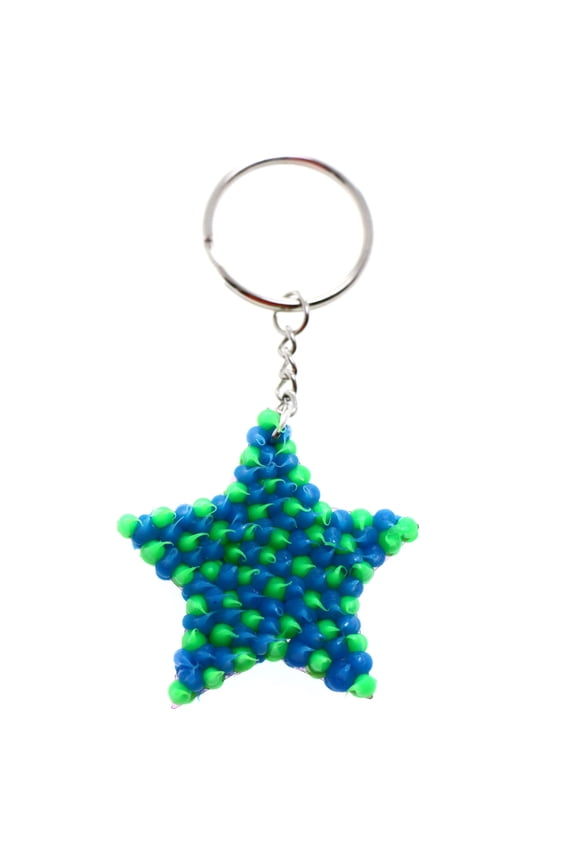 Squishy Spike Star Split-Ring-Keychain Blue/Green