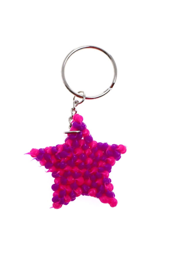 Squishy Spike Star Split-Ring-Keychain Purple/Pink