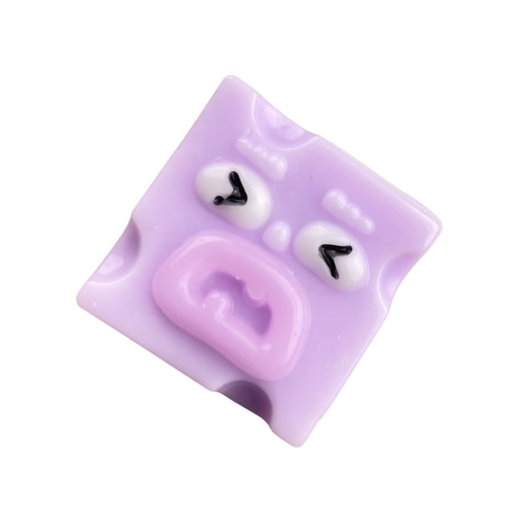 Squishy Squeeze Cheese Cube Ball, Purple Transparent Block Funny Face Soft Stress Relief Fidget for Adults, Kawaii Desk Gift, Relaxing Sensory Gift for Desk Decor