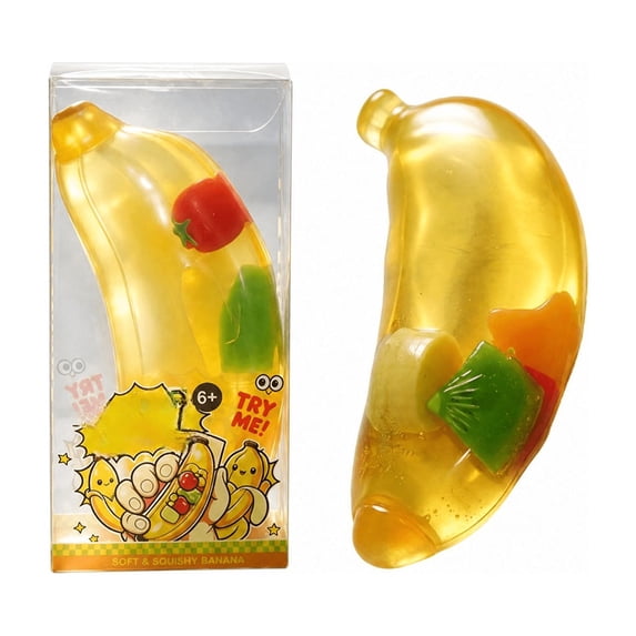 Vaseline Fruits Bananas Squishy Squeeze Fidget Play Toy, Effective Stress Calming Decompression Toy, Hand‑held Portable Sensory Toy for Kids and Adults, Daily Entertainment(1PCS)