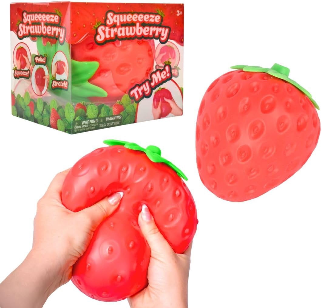 Squishy Squeeze Strawberry Giant Jumbo Big 5 Inch Slow Rising Stress Ball, Realistic Fruit Squeeze Toy for Relief, Adults Kids Sensory Fidget Strawberry Squishy Gifts Party Favor