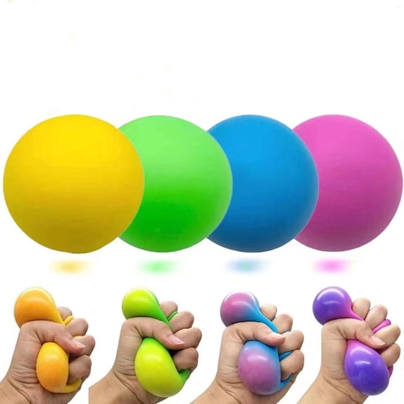 Squishy Stress Ball – 2 Pack Colorful Flour Ball Squeeze To-y for Anxiety Relief, Random Color