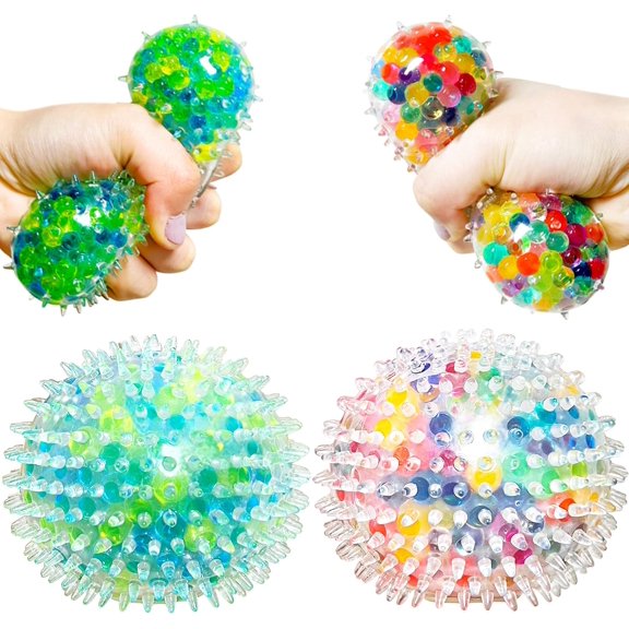 Squishy Stress Balls (2 Pack) Spiky Squishy Dough Ball - Pull and Stretch, Colorful Squishy Balls for Party Favors, Basket Stuffers, Vase Filler and Home Decoration
