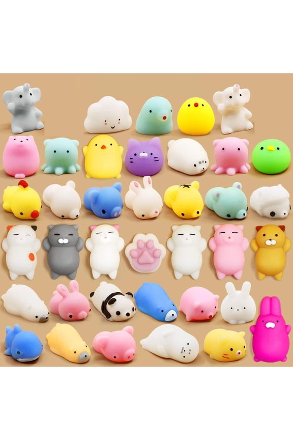 Squishy Stress Relief Toy 2 Pack 3 Inch - Cute Soft Slow Rising Sensory Fidget with Random Fun Shape Designs, Anxiety Relief Squeeze Ball for Adults Kids, Desk Office Classroom