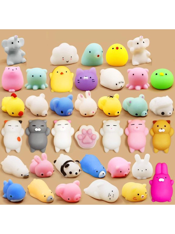 Squishy Stress Relief Toy 2 Pack 3 Inch - Cute Soft Slow Rising Sensory Fidget with Random Fun Shape Designs, Anxiety Relief Squeeze Ball for Adults Kids, Desk Office Classroom