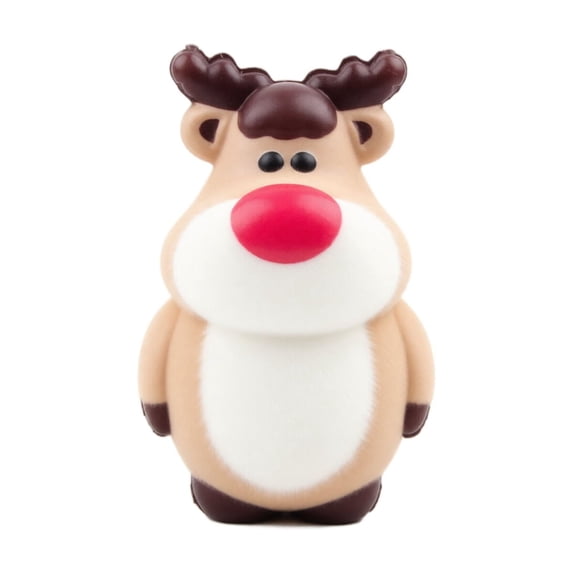 Squishy Stress Toy Reindeer with Slow Rising Squeeze Design, 1 Pack, Brown and White, for Holiday Desk Decoration, Squeeze Toy