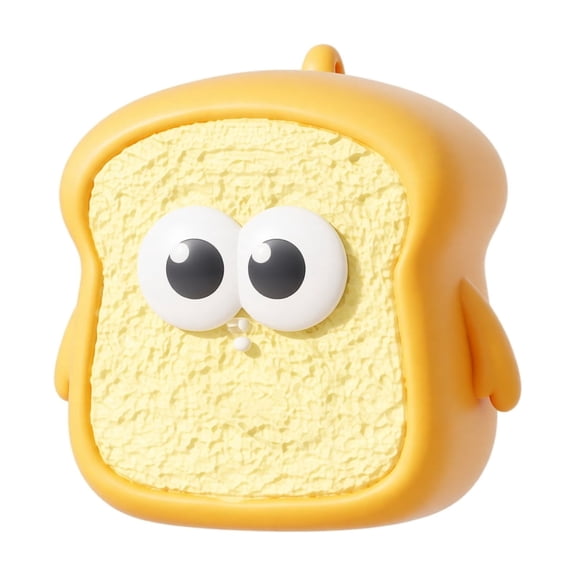 Squishy Stress Toy with Bubble Blowing, 1 Pack, Yellow Bread, for all ages Ages 3+, Simulated Toy