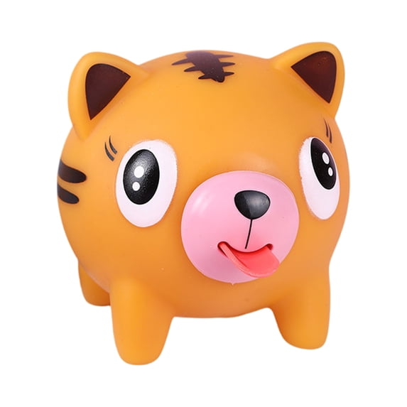 Squishy Stress Toy with Squeaky Tongue-Out Design, 1 Piece, Orange Cat Squeeze for Kids and Adults, Sensory Squeeze Toy