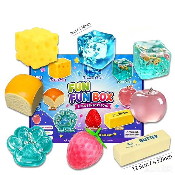 Squishy Toy 8 Pack Slow Rising Stress Relief Fidget Toys Sensory Bundle for Anxiety Focus Soft Squeeze Decompression Game Creative Party Favor Gift for Kids Adults