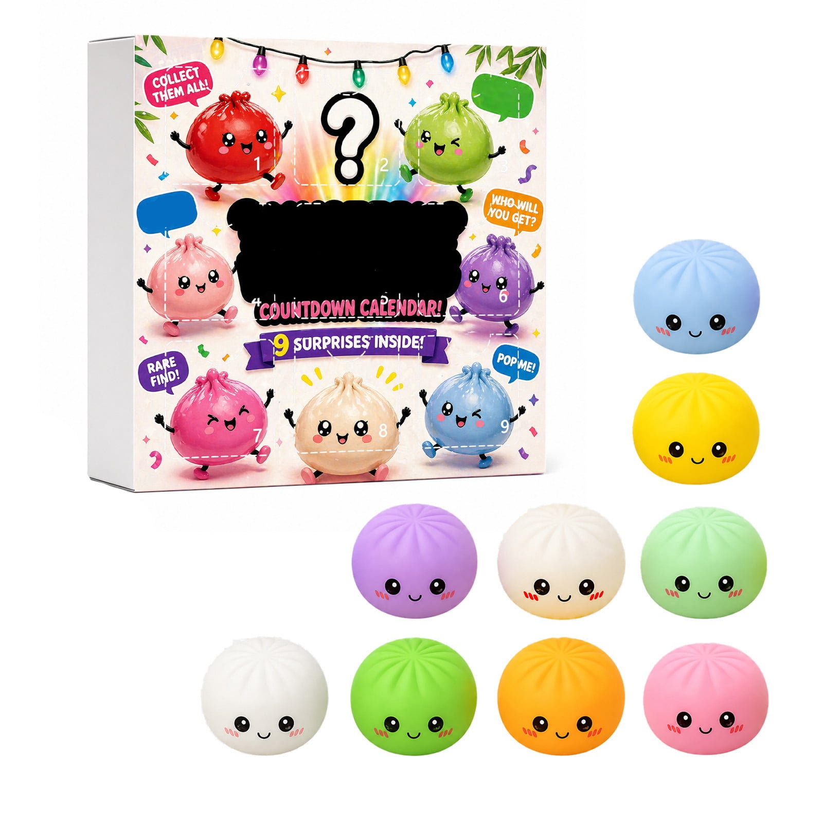 Squishy Toy Bao Bao Mystery Blind Box Grid Set in Airplane Gift Box ...