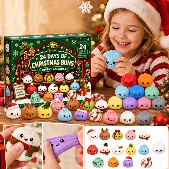 Squishy Toy Christmas Buns Advent Calendar Mini Bun Figures Slow Rising Countdown Box 24 Days