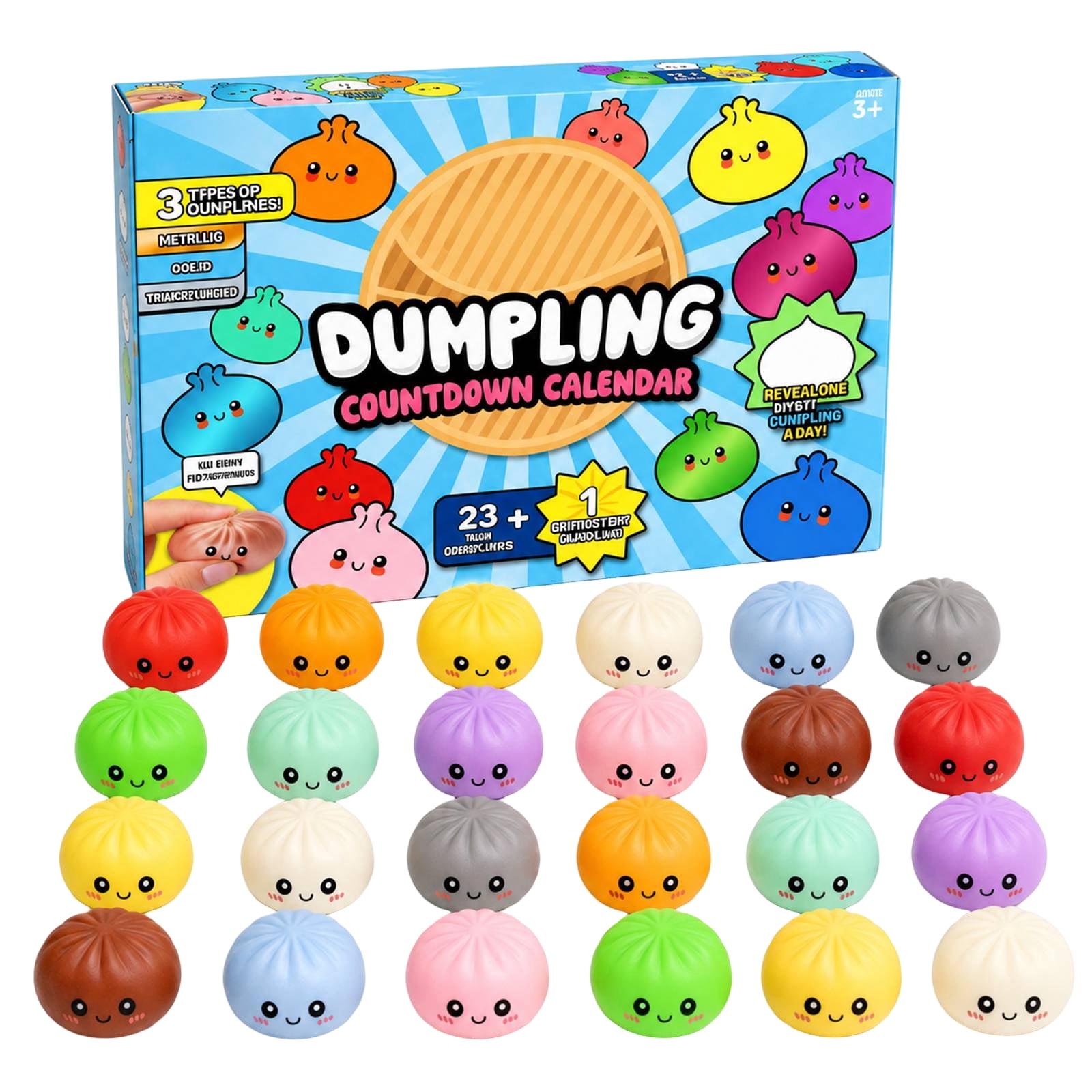 Squishy Toy Dumpling Countdown Calendar with 1 Inch Fingertip Figures ...