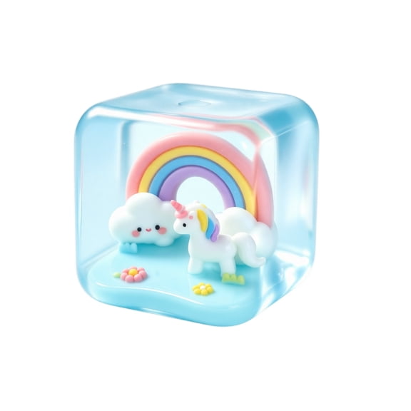 Squishy Toys Fidget Stress Cube, Tiny Cube World Squishies With Unicorn Design, Slow Rising Sensory Squeeze Toy, Stress Relief Desk Collectible Toy For Holiday Stocking Stuffers