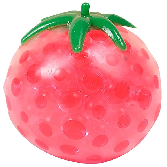 Squishy Toys Large Cream Strawberry and Tomato Stress Ball, Fidget Toys with Soft Rubber Beads for Tactile Stimulation, Fruit Shaped Squeeze Ball for Pressure Relief