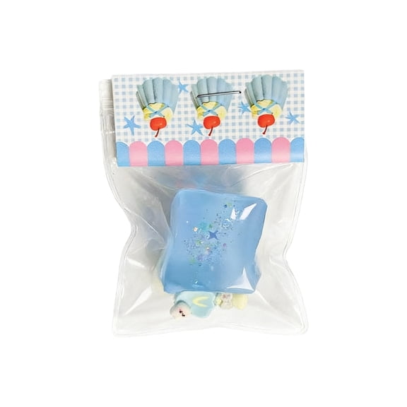 Squishy Toys Sea Salt Taro Mud Milk Jelly Series Squeeze Toys with Floral Accents for Gift Use Square Shape Squishy Fidgets Light Blue