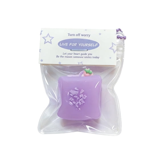 Squishy Toys Sea Salt Taro Mud Milk Jelly Series Squeeze Toys with Floral Accents for Gift Use Square Shape Squishy Fidgets Light Purple