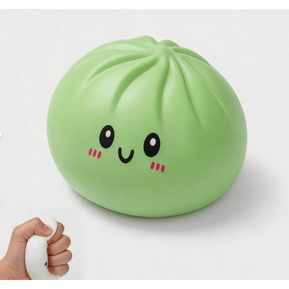 Squishy Toys | Smiling Face Mystery Dumpling Squishy, Soft Squeeze Stress Ball for Sensory Support (Green)