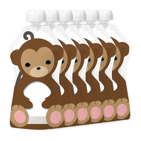 Squooshi Reusable Food Pouch | Large 6 Pack | Monkey