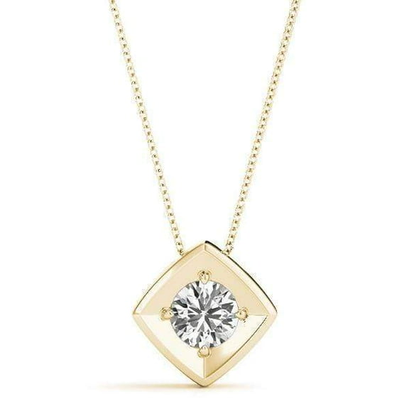 Squoval Solitaire Diamond Pendant- 0.25 Cttw