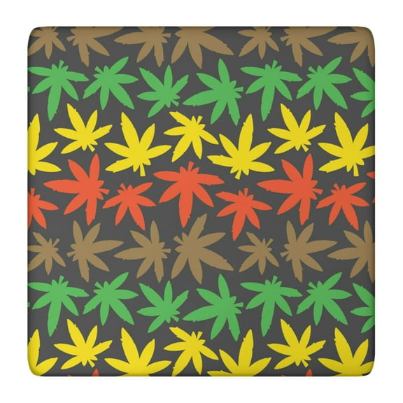 Squre Fitted Tablecloth with Elastic Edge Featuring Vibrant Weed Aesthetic and Marijuana Leaf Prints, Waterproof Vinyl Table Cover, Backing for Heat Resistance and Durability