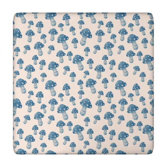 Squre Fitted Tablecloth with Elastic Edge, Waterproof Vinyl Featuring Magical Forest Mushrooms and Boho Mushroom Designs, Backed Non-Slip Table Cover Fits 34-36 Inch Squre Tables
